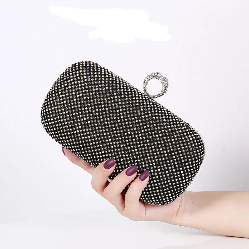 Ring Evening Clutch Bags for Women 2023 Gold Fashion Diamond Dinner Bag Luxury Mini Clutches Shiny Banquet Bag Handbags Bolsa