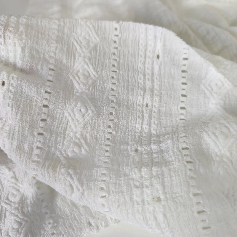 White diamond-shaped patterned mesh fabric for DIY children's clothes, children's wear