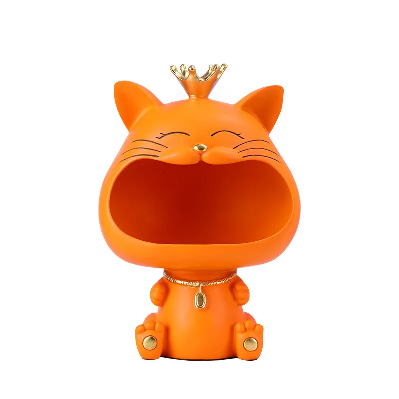 Creative key storage, big mouthed cat ornament, modern and simple home foyer decoration, practical wedding gift view 3