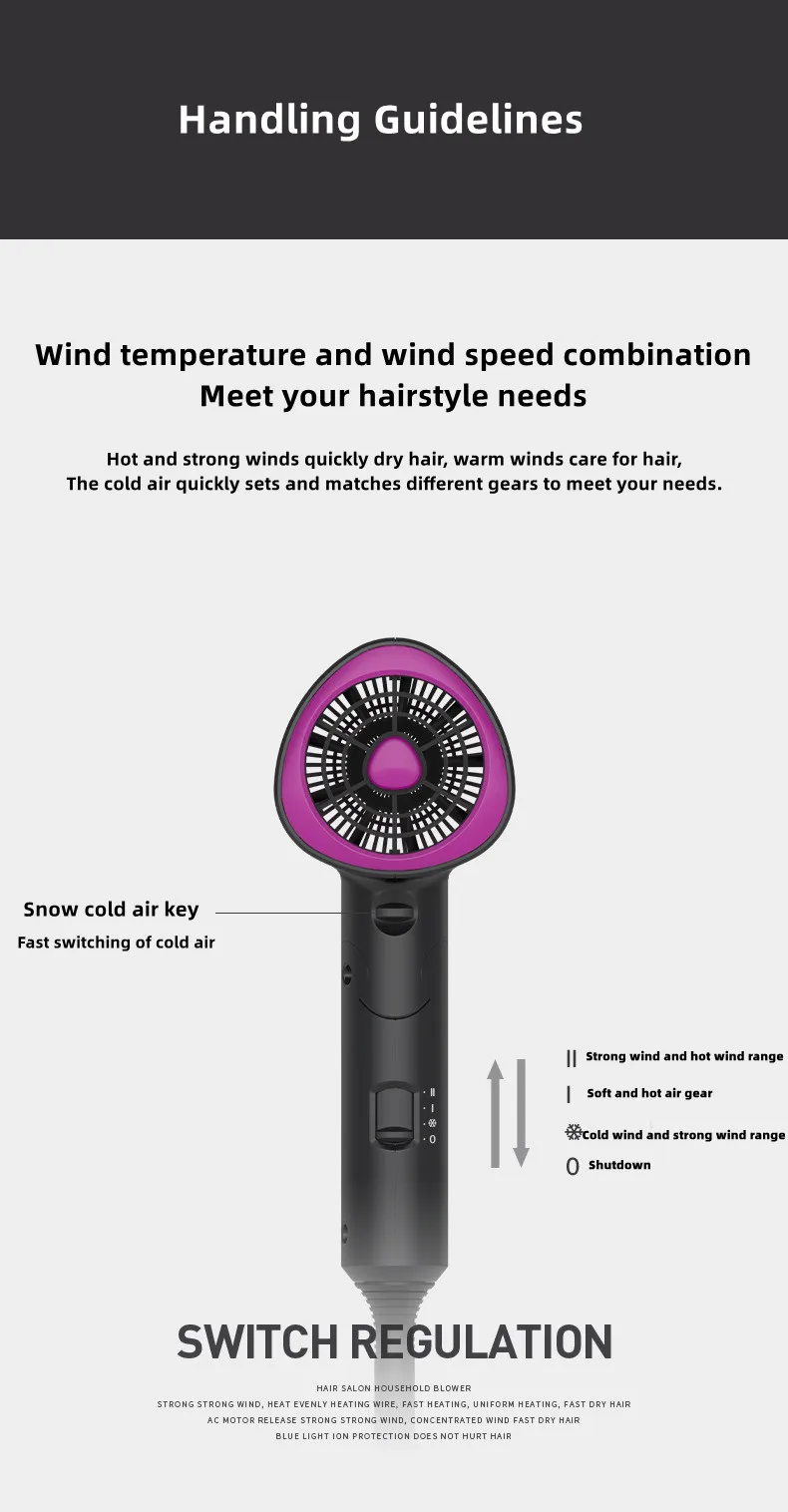 EU/UK/US New Product Hair Dryer Eu/Us Plug-In Foldable High-Speed Strong Negative Ion Household Hair Salon Portable Hair Dryer