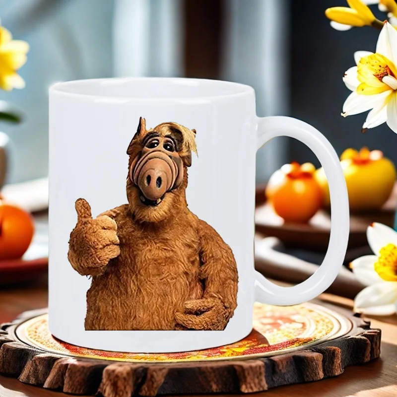Alf Thumb Up Ceramic Coffee Mug, Insulated, Reusable, Hand Wash Only, Ideal for Hot & Cold Beverages, Perfect Gift for Birthdays