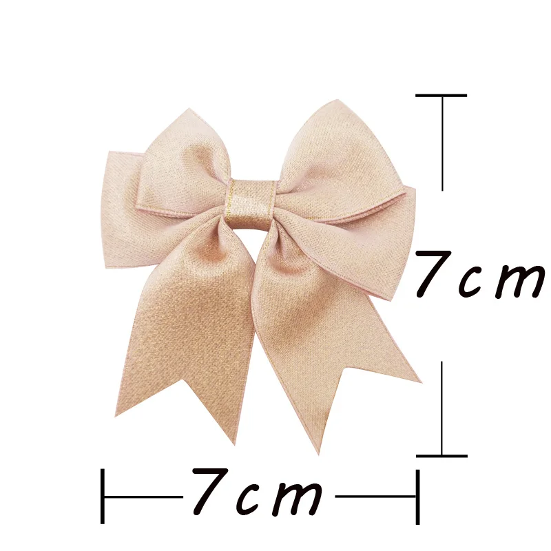 (15pcs/pack) 7cm Pink Gold Dust Ribbon Bow Handmade DIY Crafts Gift Wrapping Decoration Wedding Party Supplies