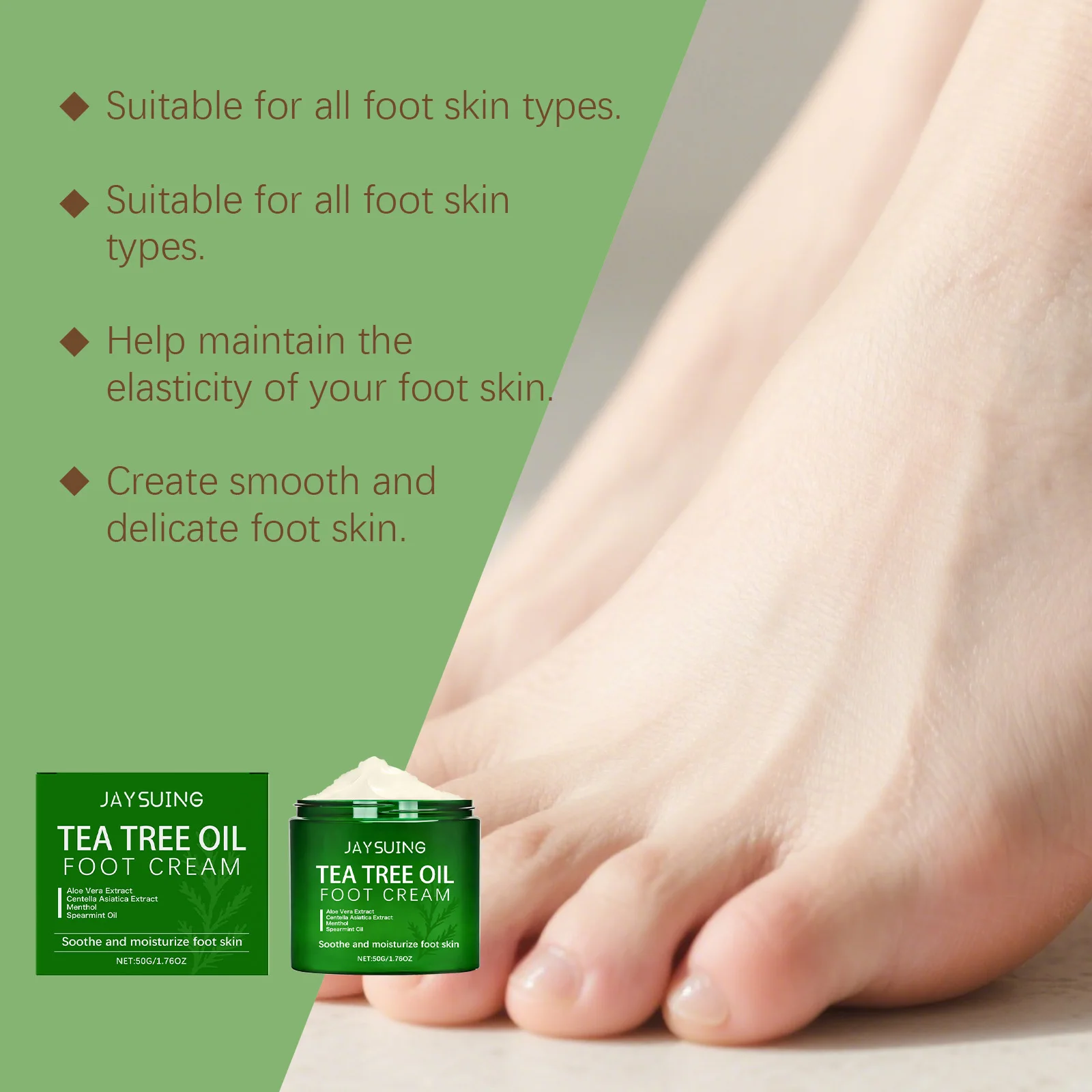 Tea Tree Oil Foot Cream Centella Asiatica Deep Moisturizes Soothe Feet Skin Quickly Absorbed Refreshed Care Dry Hydration Creams