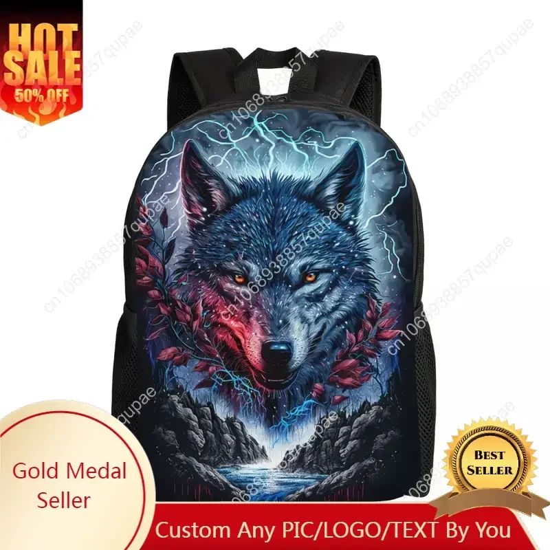 Animal Wolf Backpack for Women Men Waterproof College School Bag Print Bookbag
