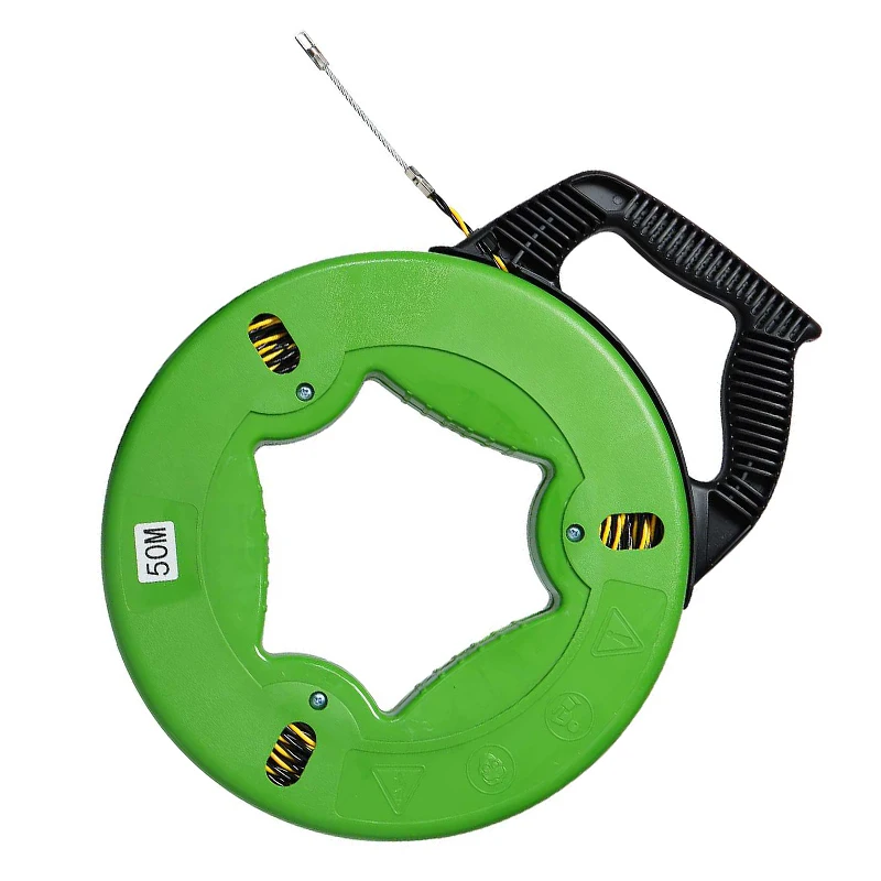 4.5mm 30/40/50M Cable Puller Fiberglass Fish Tape Reel Puller Conduit Ducting Rodder Green Electrical Wall Wire Fast Wire Puller