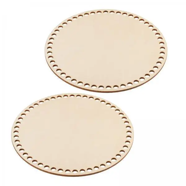 2x Wood Basket Bottoms for Knitting, Round Crochet Basket Blank