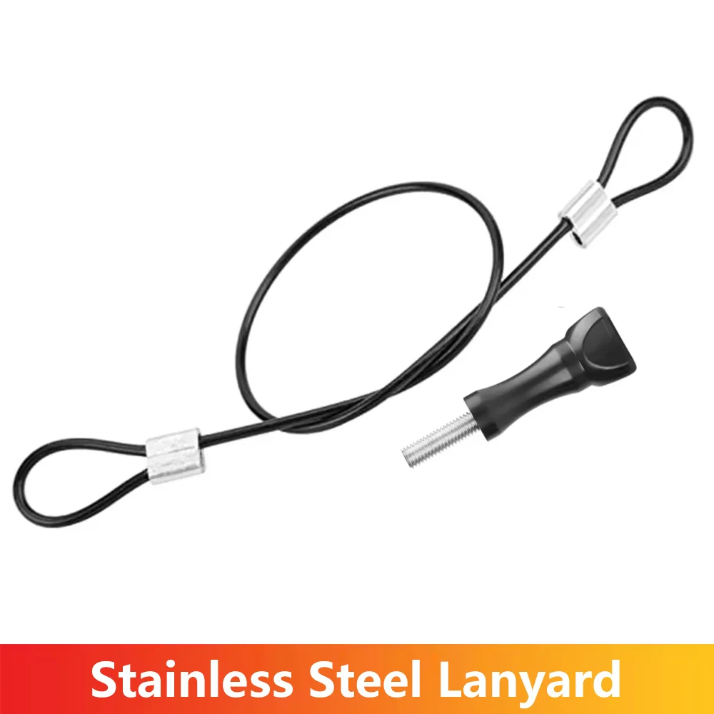 Stainless Steel Safety Lanyard Tether with Thumb Screw for GoPro Hero 13 12 11 10 9 8 Insta360 DJI Action Camera Anti-Lost Strap