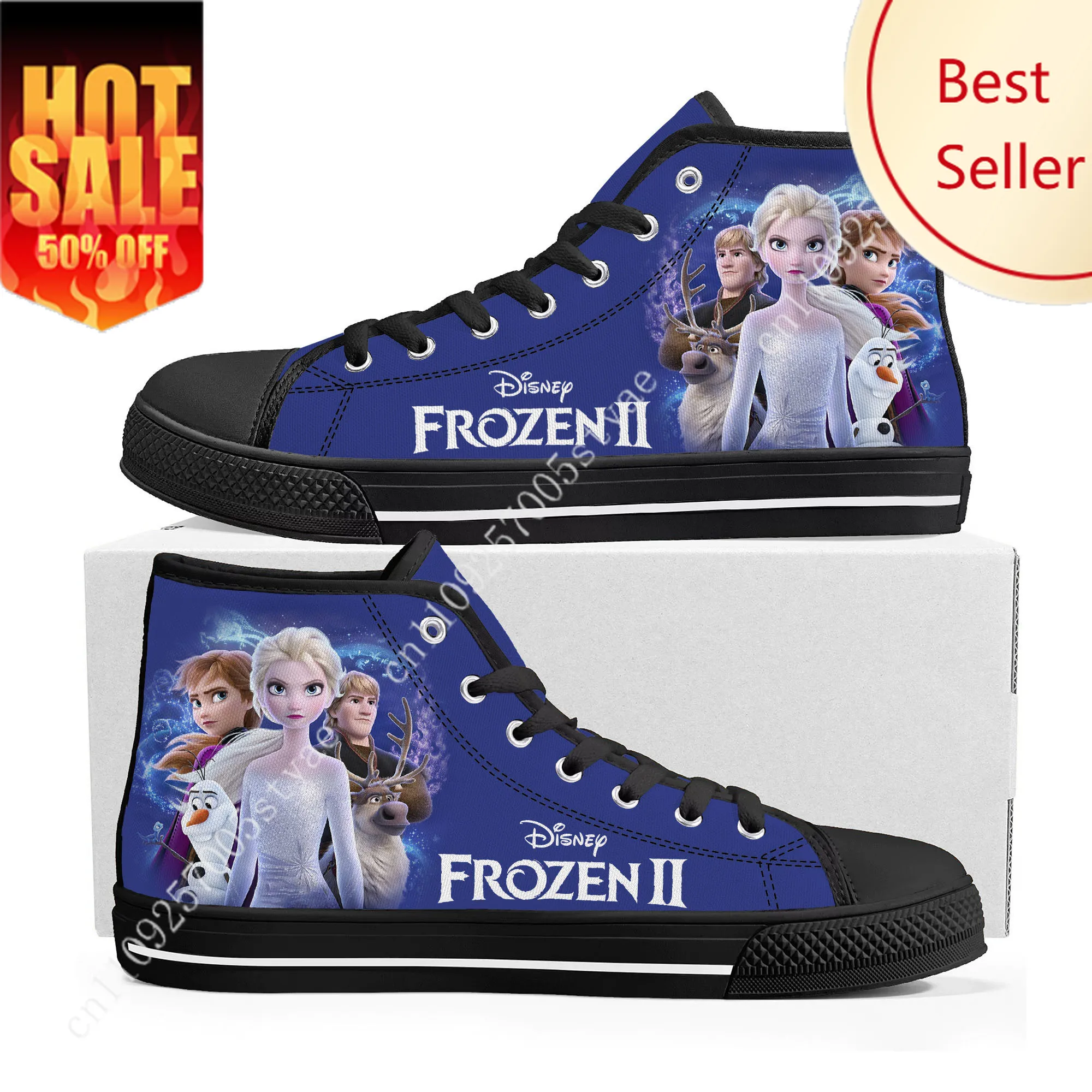 

Elsa Anna High Top Sneakers Disney Cartoon Movie DIY Frozen Decorate Shoes Design Your Photo Party Holiday Gifts Custom Shoe