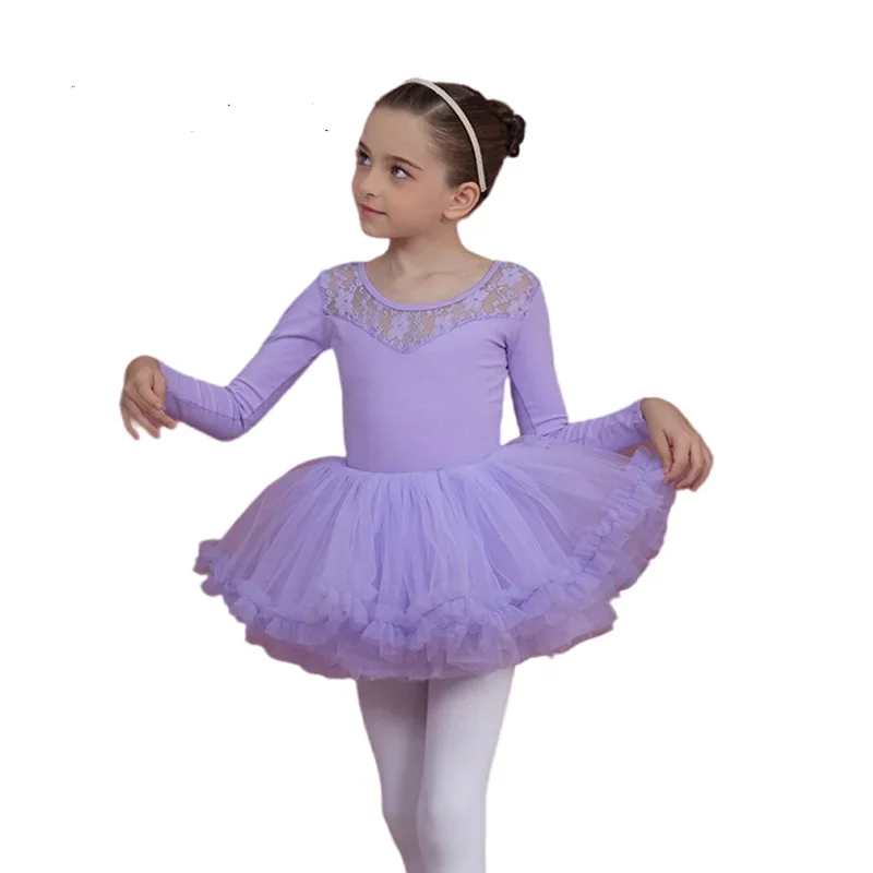 Girl Lace Bodysuit Gymnastics Ballerina Dress Leotard Dance Kids Rhythmic Ice Skating Little Swan Costume Stage Performance Show