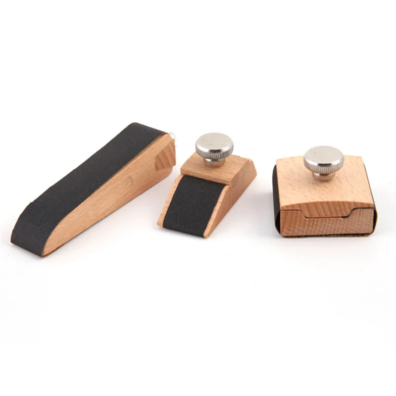Trending Now 3Pcs Wooden Sandpaper Block Set Square Bevel Wedge Hand Sanding Block Handmade Leather Edge Grinding Polishing Tool
