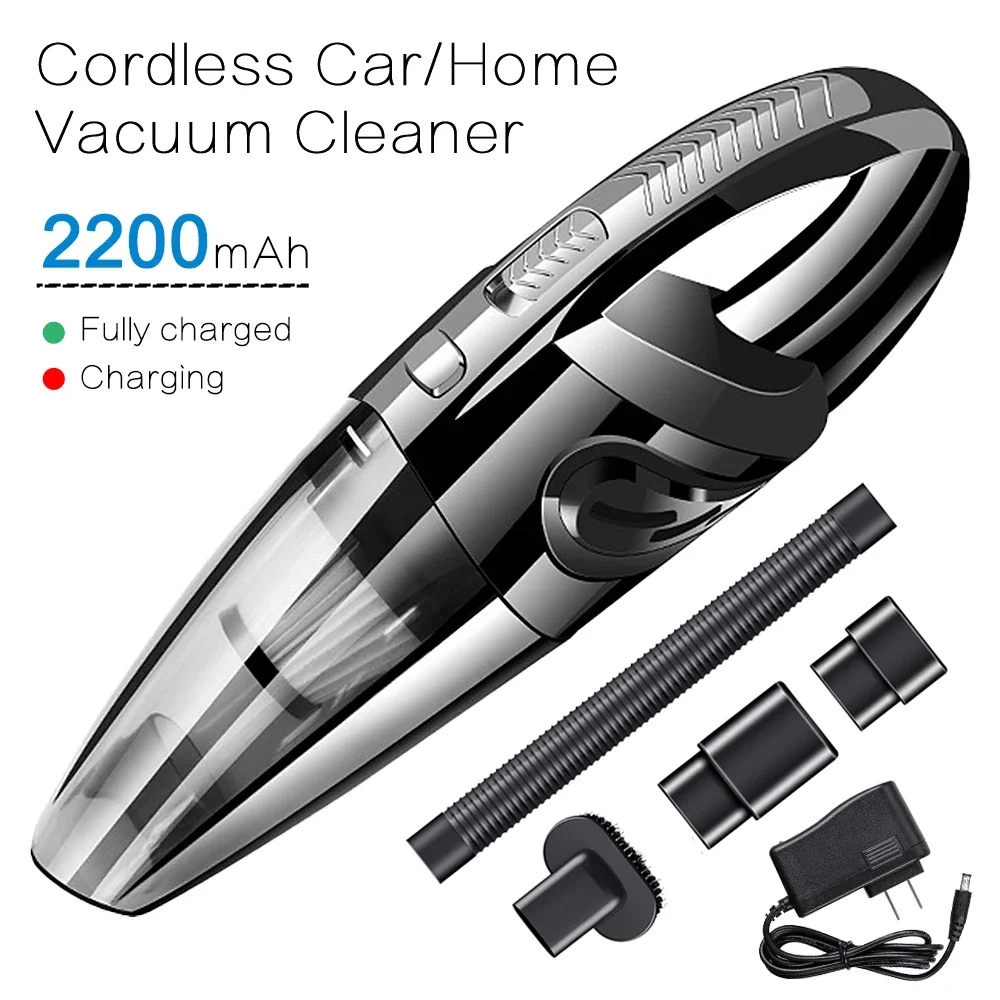 Mini Portable Rechargeable Dry and Wet 2200mAh 120W 4000pa Car Home Wireless Rechargeable Vacuum Cleaner HEPA Filter