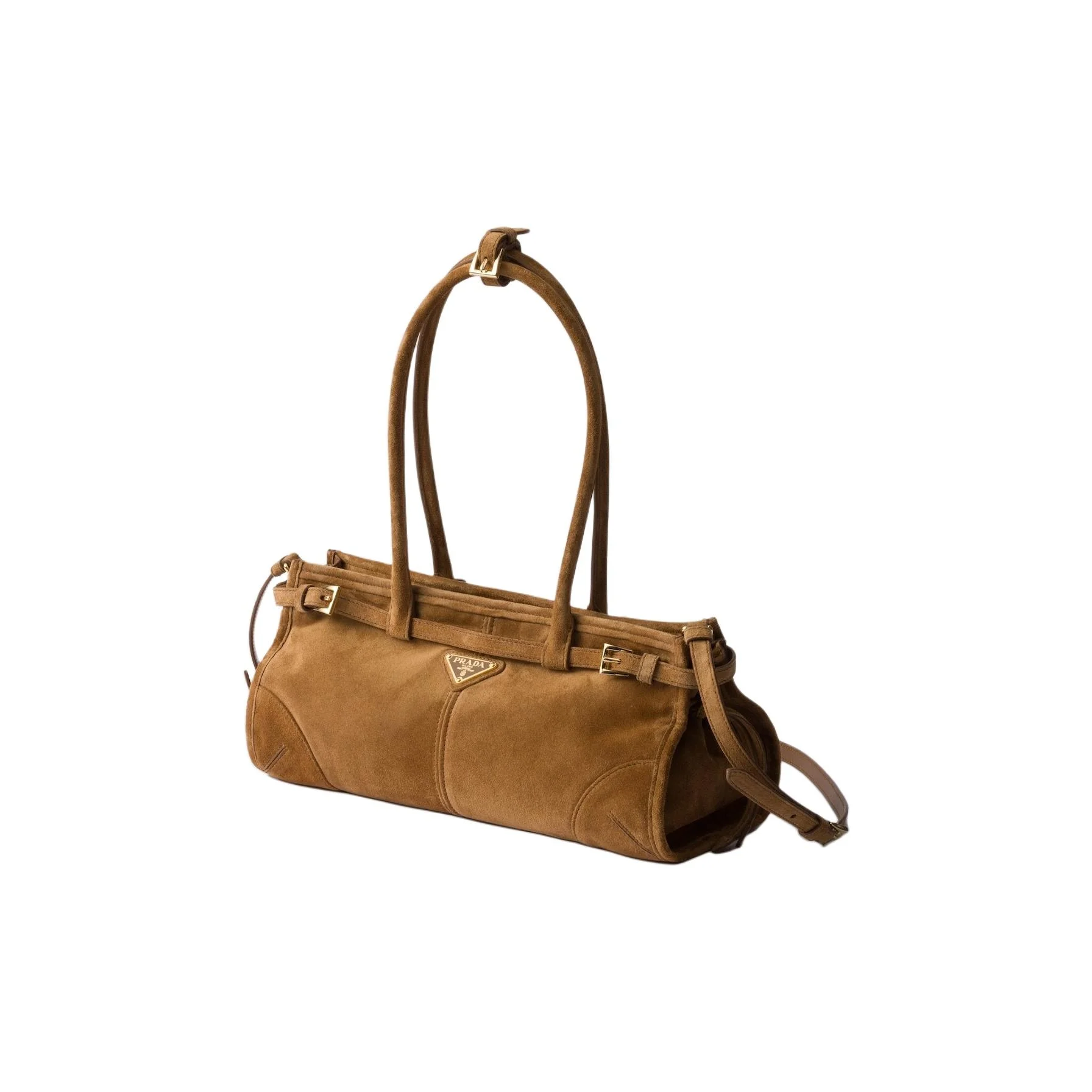 PRADA Bonnie Suede One Shoulder Handbag Medium Women's Cinnamon 1BA426_2C4S_F0401