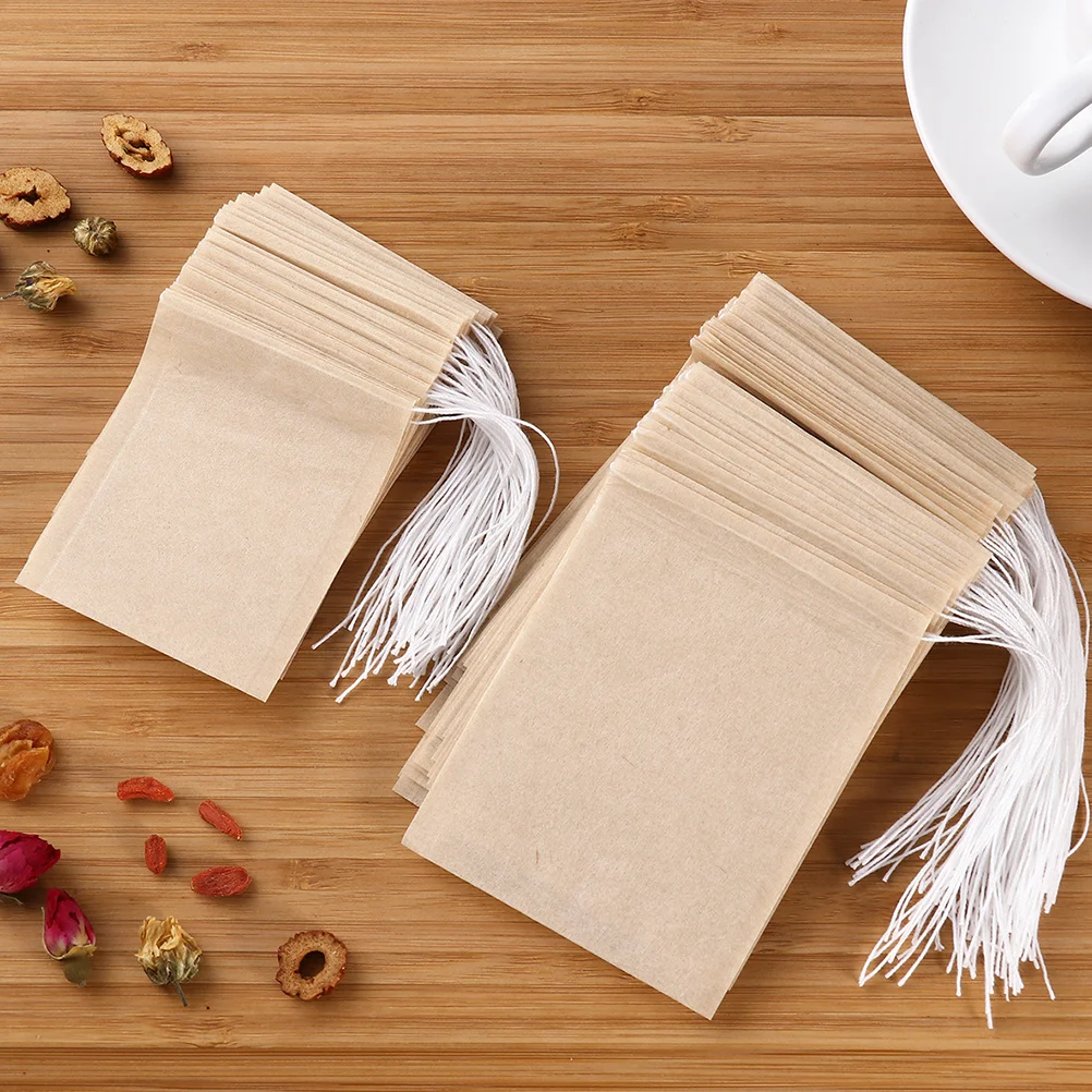 

100Pcs Drawstring Tea Bag Filter Paper Empty Pouch 7x9cm for Loose Leaf Tea Coffee Herbal Powder Portable Brewing Bags