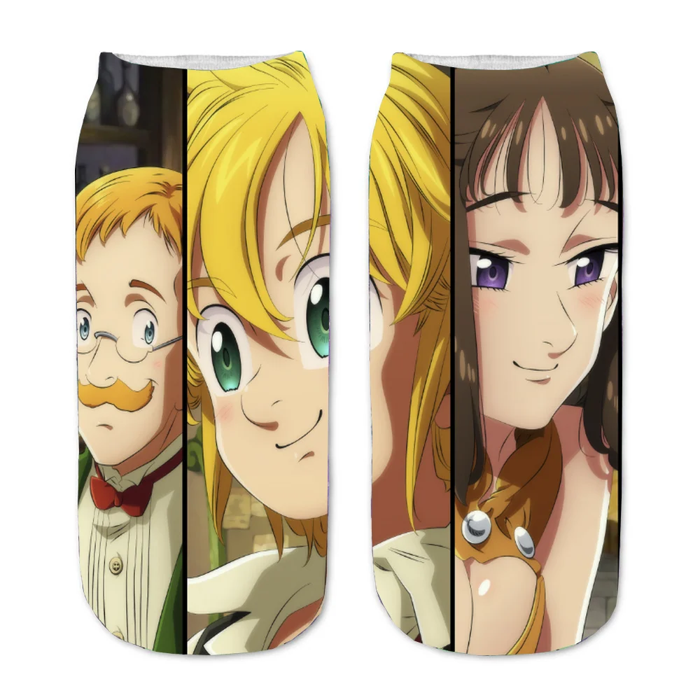 Men Women Socks Anime The Seven Deadly Sins 3D Printed Cartoon Straight Socks  Short Sock teenager Kawaii Party Ankle cute Sock