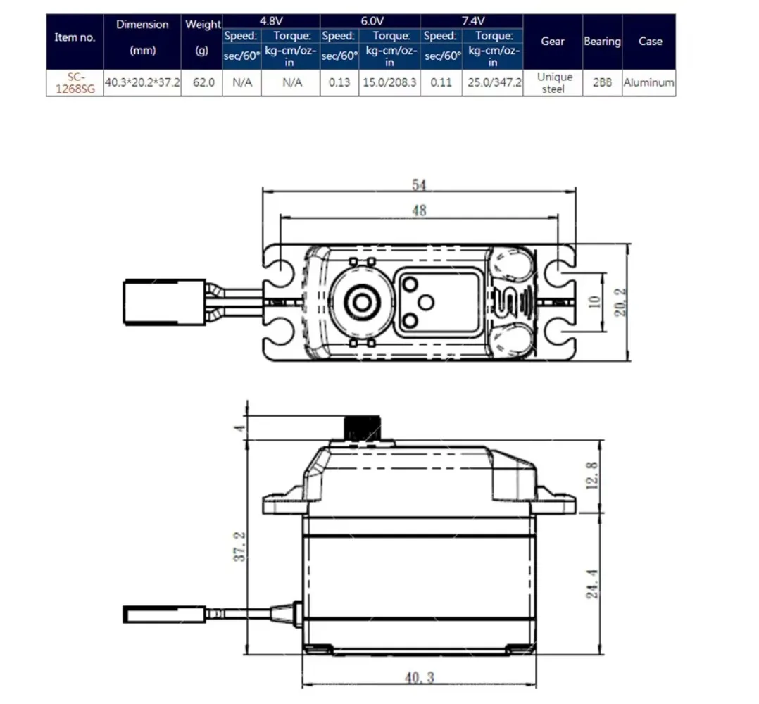 Savox SC-1268SG HV 60G 25KG 7.4V High Torque Digital Steel Coreless Motor Gear Servo High Voltage