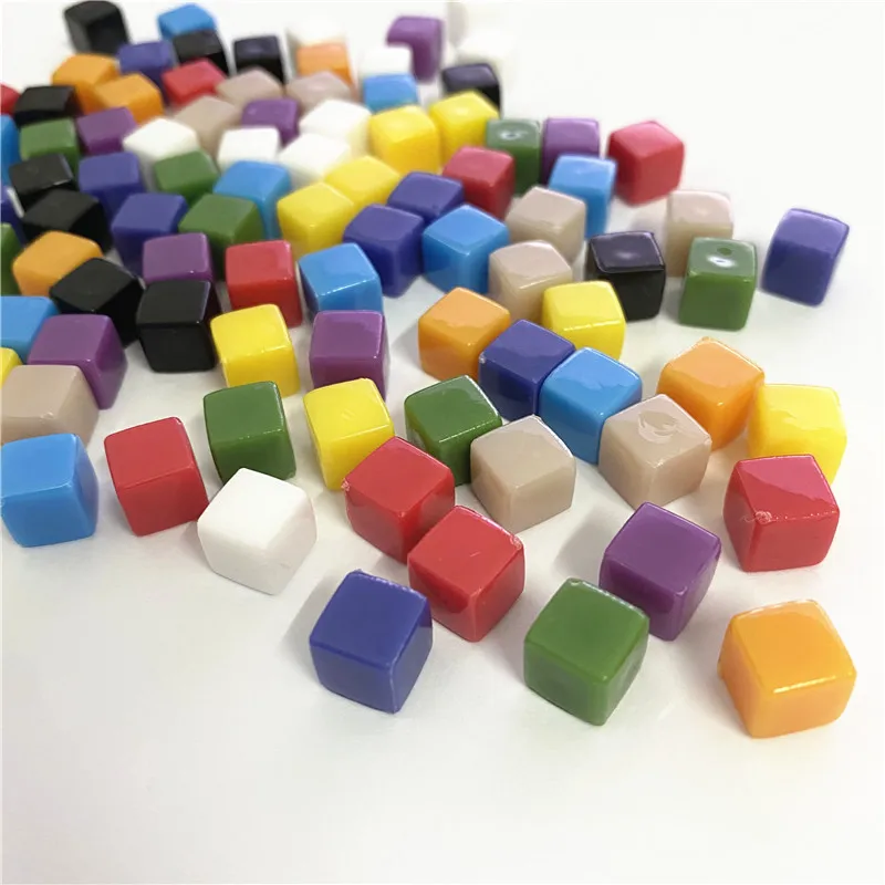 50Pcs/Set 8mm Clear Cube Colorful Crystal Square Corner Transparent Dice Chess Piece Right Angle For Board Game