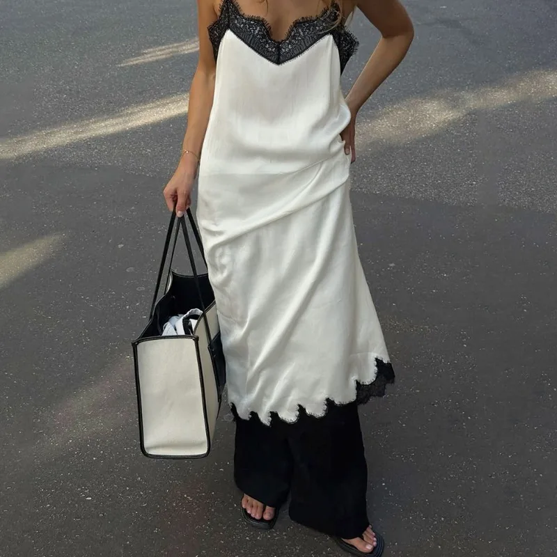 فستان Tuularose النسائي المثير من الدانتيل موضة جديدة من الدانتيل المرقعة بدون أكمام فستان هالتر أنيق فاخر عتيق فساتين الحفلات النسائية