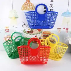 Hollow Plastic Shopping Baskets Kitchen Fruit Vegetable Storage Basket Portable Shower Bath Baskets Child Toys Snack Organizer