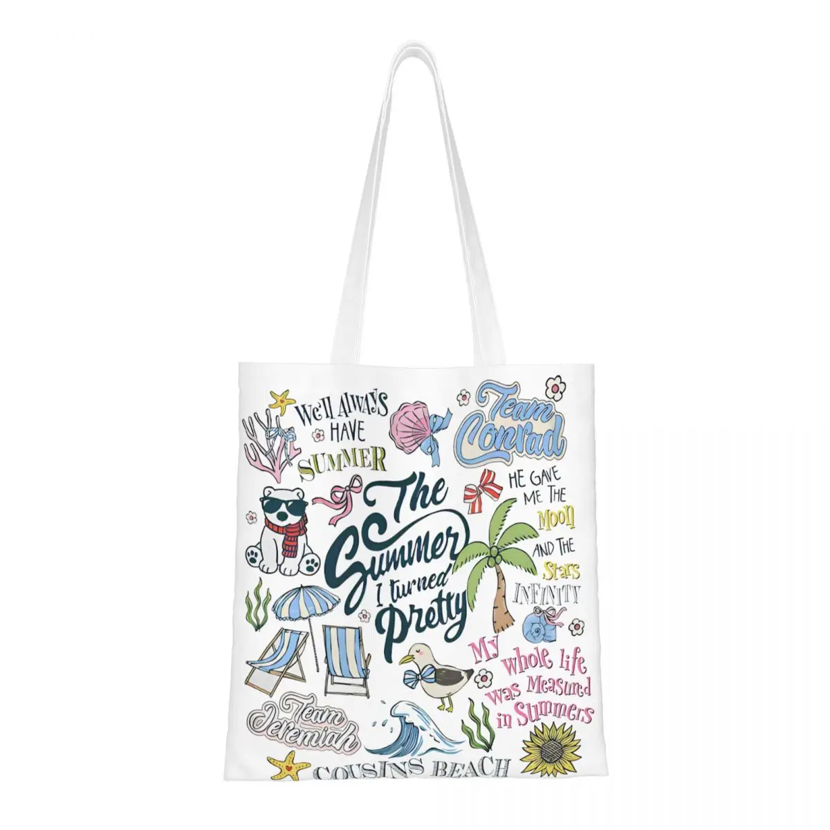

The Summer I Turned Pretty Team Conrad Canvas Tote Bag Reusable Large Capacity Grocery Bag for Women Men