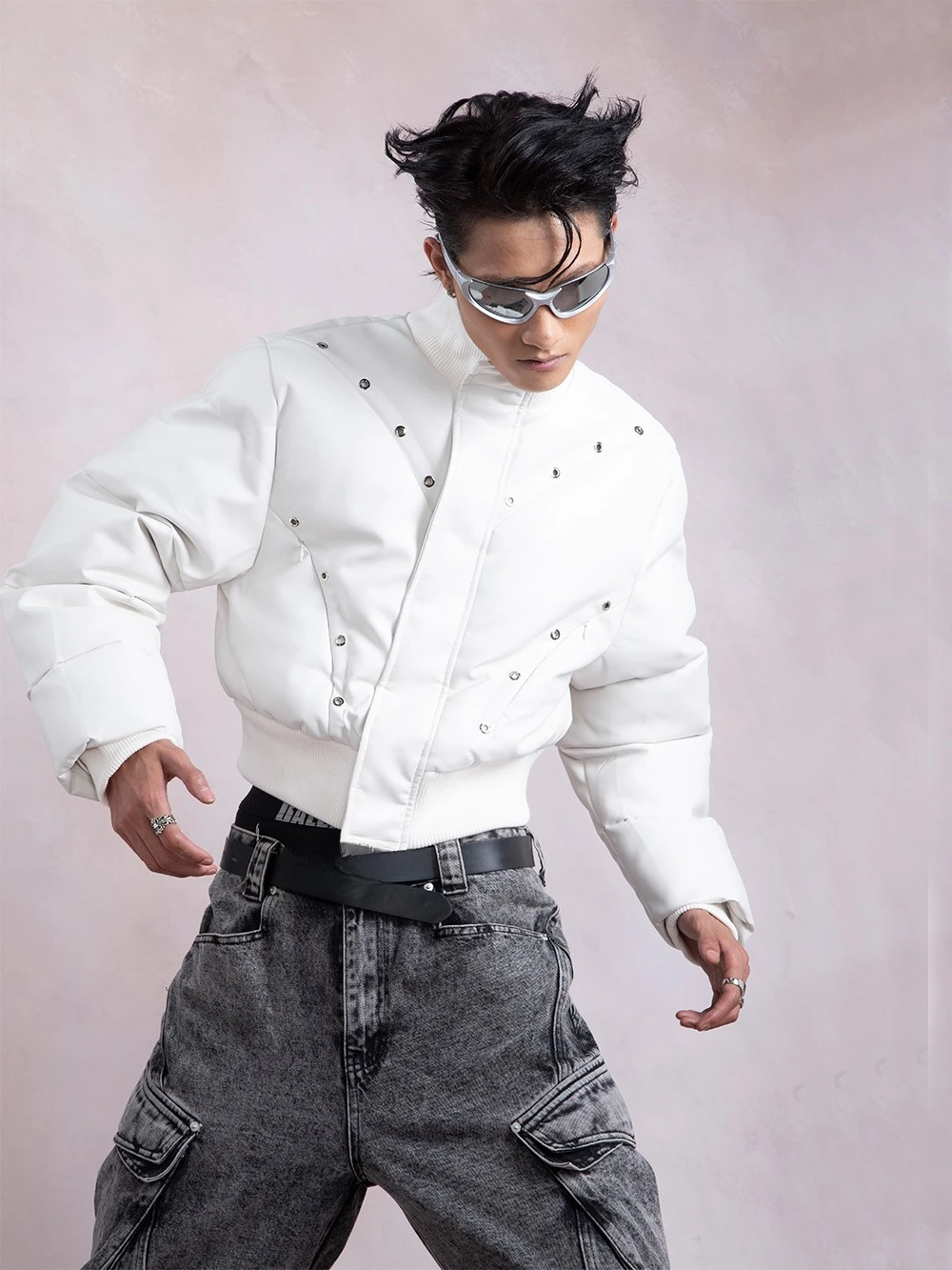 Men's 2025 Autumn Winter New Metal Buckle Chic Parkas Thickened Stand Collar Parkas Men's Solid Color Long Sleeve Warm Jackets