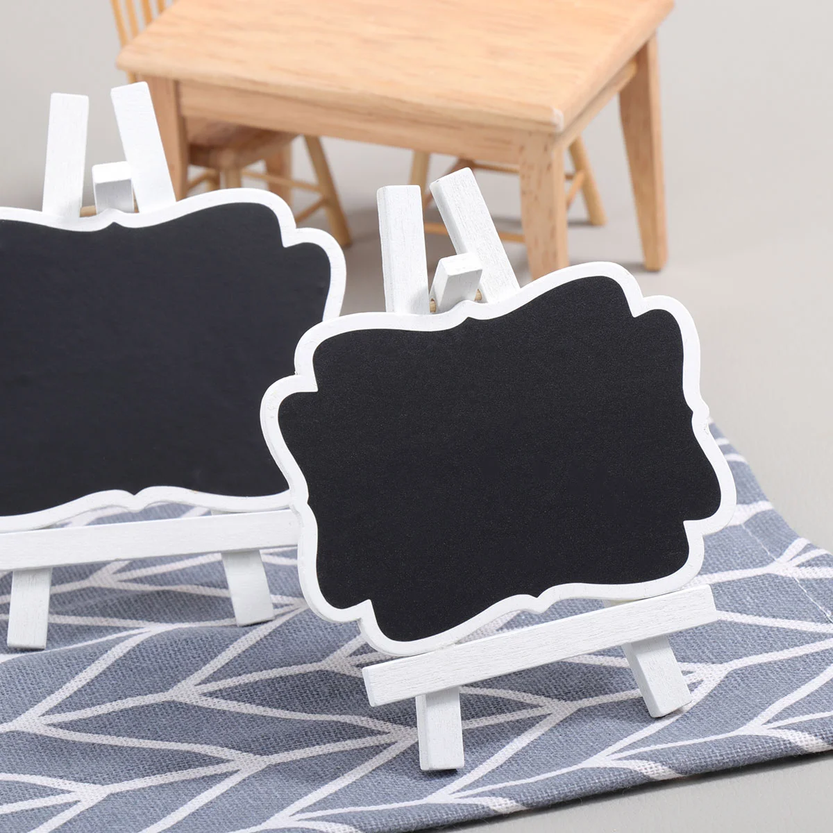 12 Pcs Blackboard Message Signs Small Chalkboard Wooden Bamboo Mini Tabletop Erasable