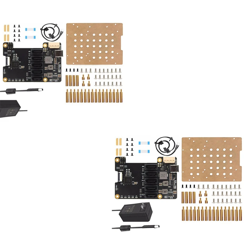 X1009 Pcie To 5 Port SATA Shield With Case For Raspberry Pi 5 Pcie To 5 SATA 3.0 NOT Support Boot From HDD/SSD EU PLUG