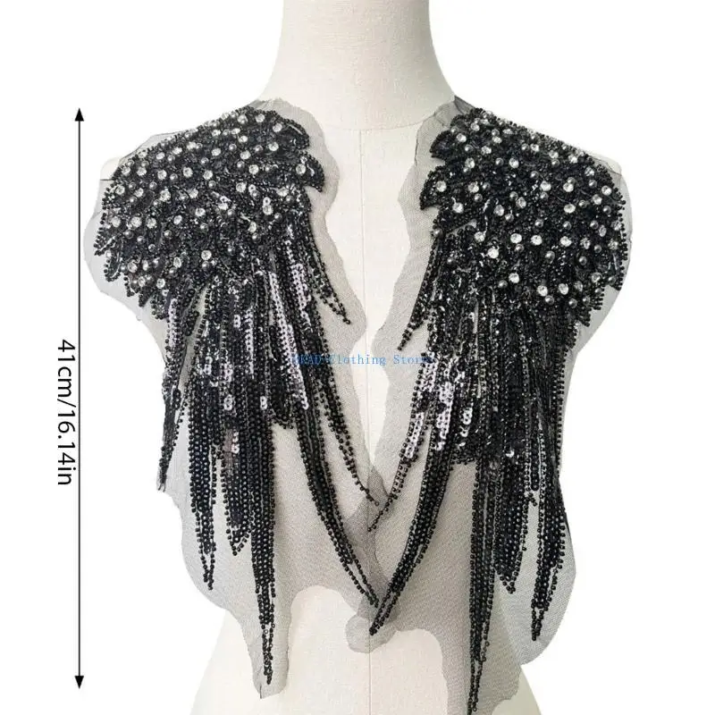 N0PE 2pack Exquisites Sequins Embroidered Patches Clothes Badge Appliques Stickers for Everyday Outfits and Costumes