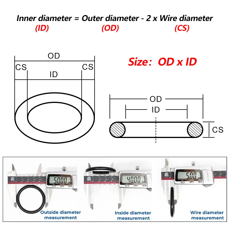 10pcs CS 2 3 4mm NBR Nitrile Rubber O-Ring Gasket Black Sealing Washer OD 5mm ~ 100mm Round O Type Corrosion Oil Resist o-ring