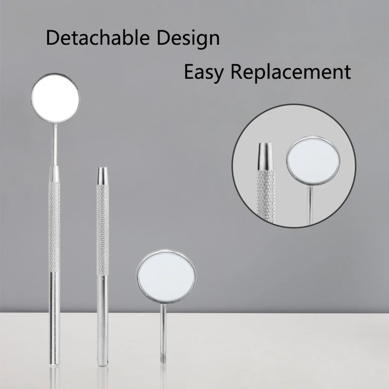 10pcs/set Dental Mouth Mirror Detachable Oral Endoscope Reflector Stainless Steel Handle Dental Tools 2.2CM/2.5CM