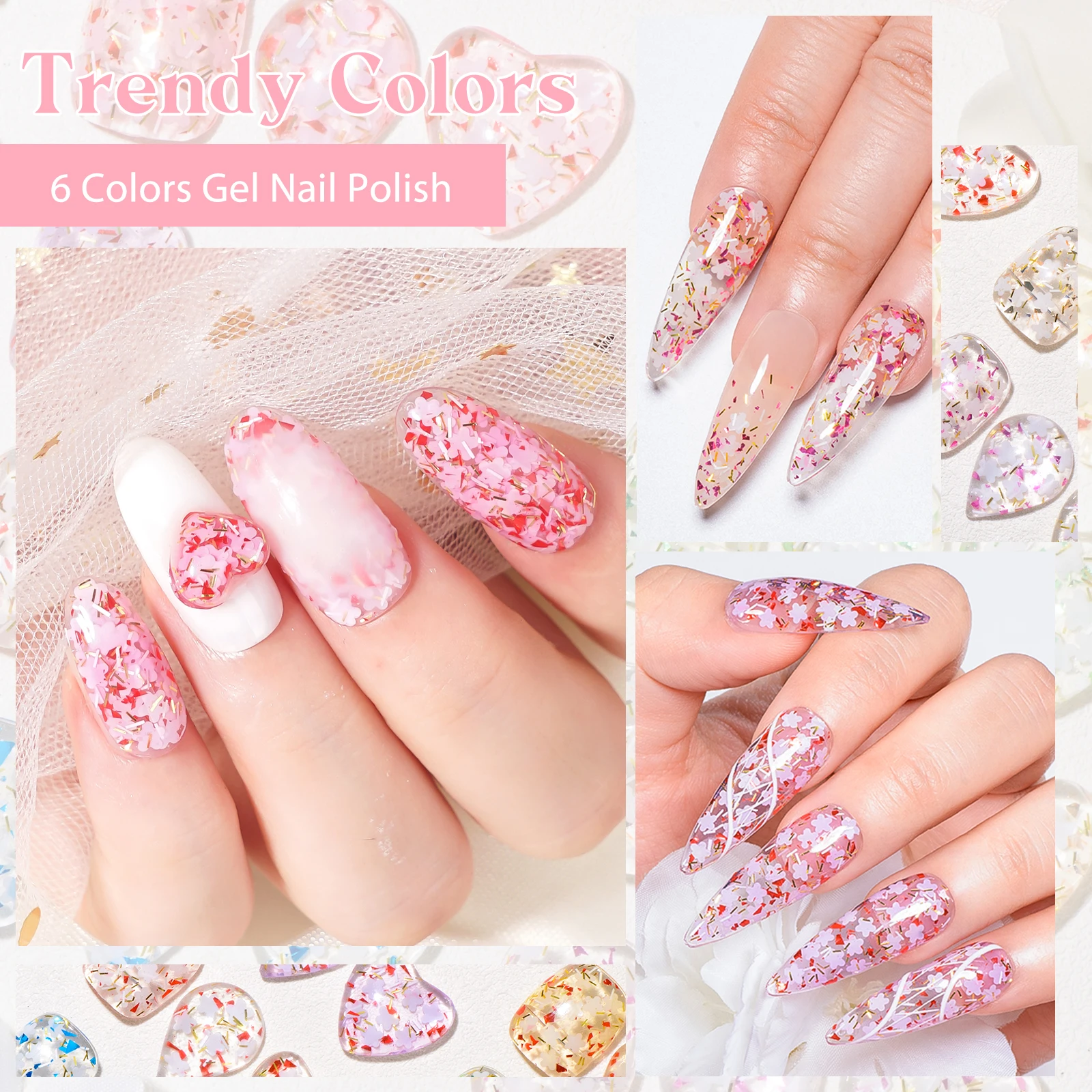 6 개/대 말린 꽃 젤 매니큐어 세트 자연 꽃 요정 네일 아트 젤 손톱에 대 한 UV LED 그림 광택을 담그십시오 DIY 키트