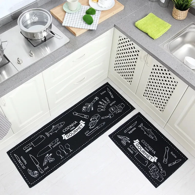 Kitchen Oil-proof Floor Mats 2 Pcs/Set Entry Door Bedroom Carpet Bathroom Absorbent Floor Mats Cartoon Toilet Anti Slip Pads