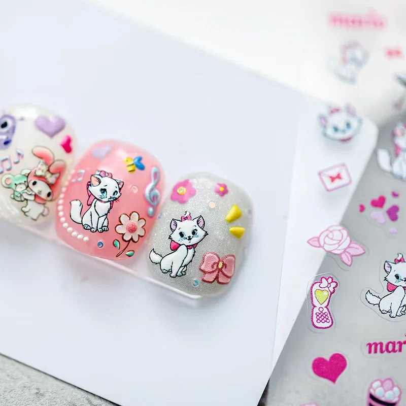 

1PCS Disney Cartoon Mary Cat Nail Art Stickers 5D Mickey Minnie Nail Art Supplies Nail Art Decals Toy Story Manicure Decoration