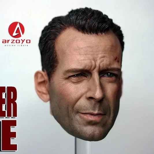 1/6 Bruce Willis Injured Head Sculpt Male Soldier Head Carving Model Damaged Version Fit 12'' Action Figure Body