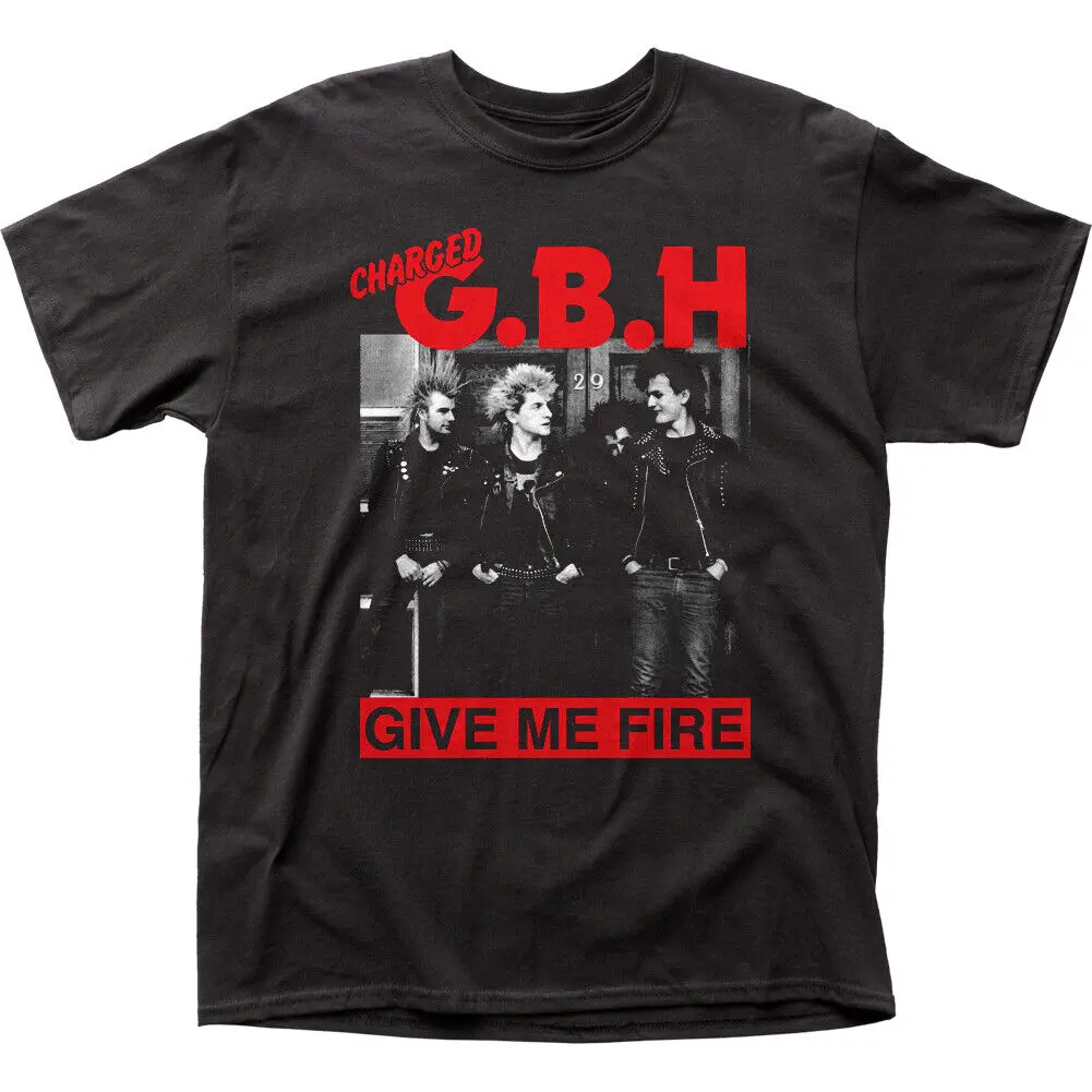 Заряженная Мужская футболка GBH Give Me Fire, Лицензированная музыкальная группы Rock N Roll, черная, длинная или короткая рукава
