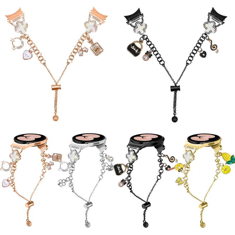 Cinturino con diamanti ad innesto rapido senza spazi vuoti per Samsung Galaxy Watch7 40 44MM FE/6/Classic 43mm 47mm cinturino per orologio 5Pro 45mm braccialetto in metallo