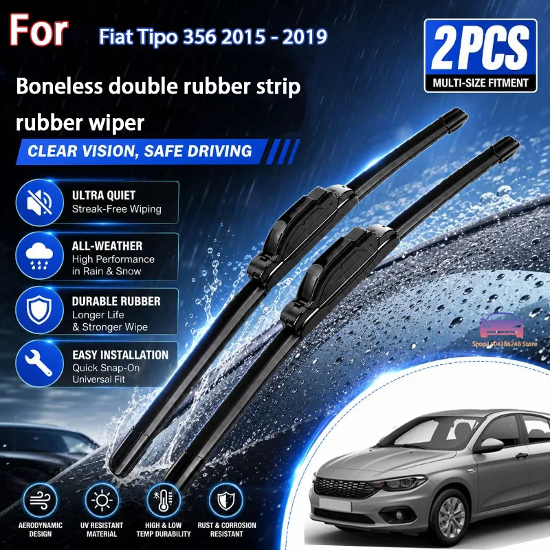 

Front Wiper Blades For Fiat Tipo 356 2015 - 2019 Windshield Windscreen Clean Window Rain Brushes 26"+16" Modification Parts