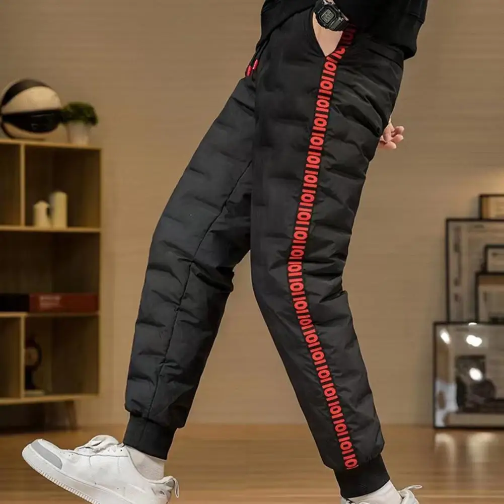 Winter Sport Pants Winter Down Pants Thickened Warm Pants for Autumn Winter Elastic Waist Drawstring Windproof Snow Cotton Stay