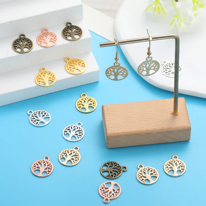 30pcs 5 Colors life Tree Charms Zinc Alloy Pendants for Earrings Necklace Pendants DIY Jewelry Making Accessory 19*15mm Q257