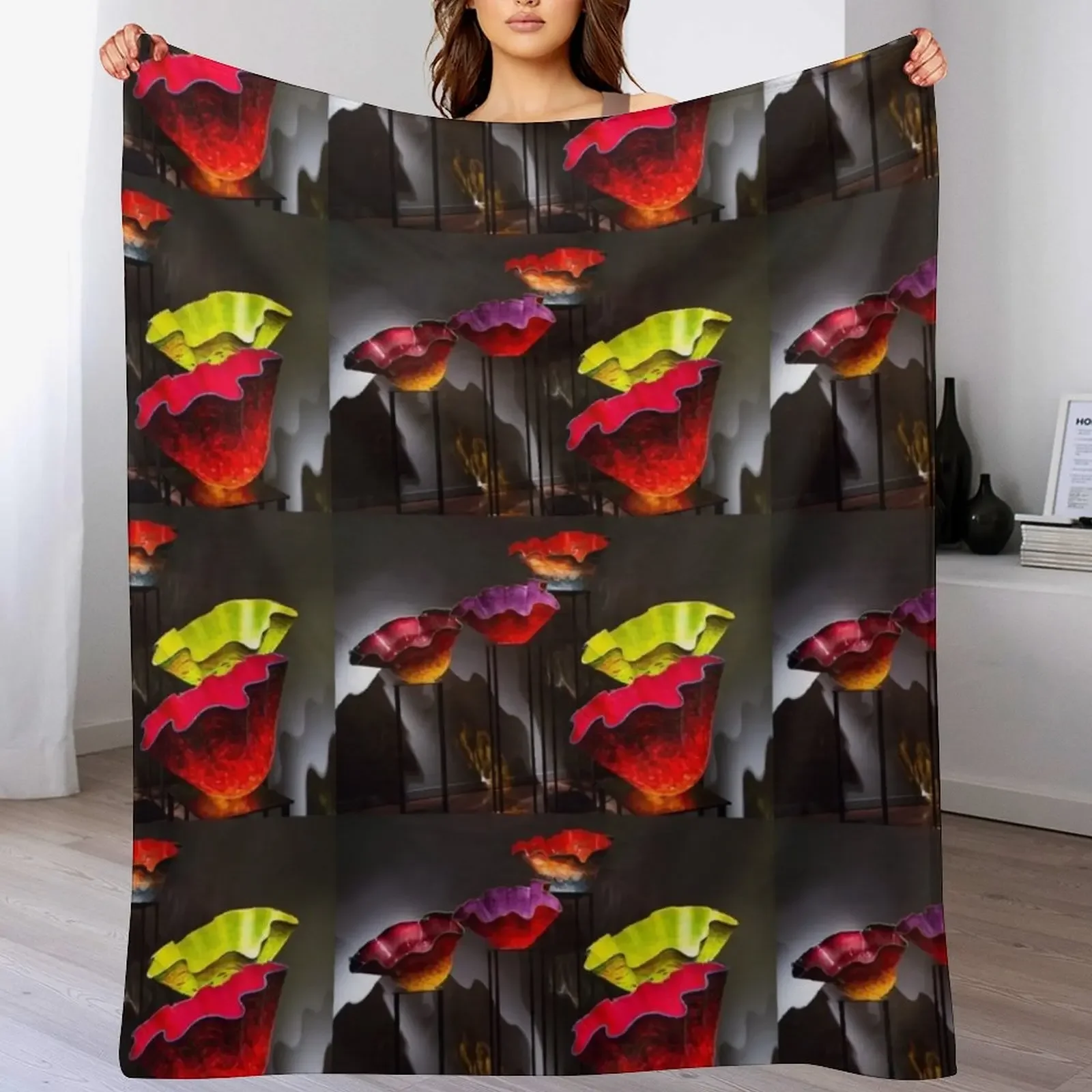 

USA. Seattle. Chihuly Garden and Glass. Huge Glass Flowers. Throw Blanket Soft Breathable Blanket for Night Sleeping