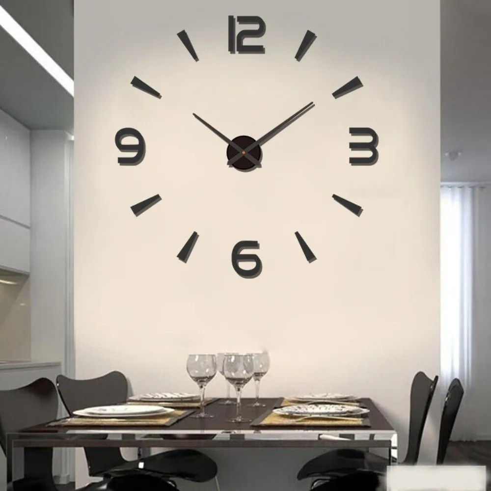 Frameless DIY Wall Clock Acrylic Without Punching Night Light Arrows Decal Wall Decoration Wall Mechanism Home Silent Clock