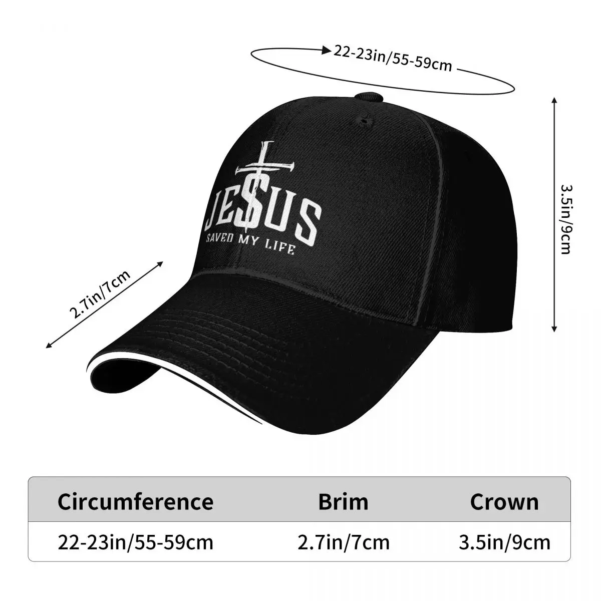 Jesus rettete mein Leben Golfmütze Merch Freizeit Snapback Hut für Männer Frauen Reise Headewear