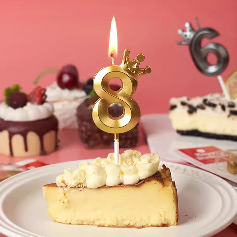 Kreative goldene Krone 0-9 Zahlenkerze Kuchendekoration Goldkrone Digitale Kerze Kinderkrone Geburtstag Kreative Kerze