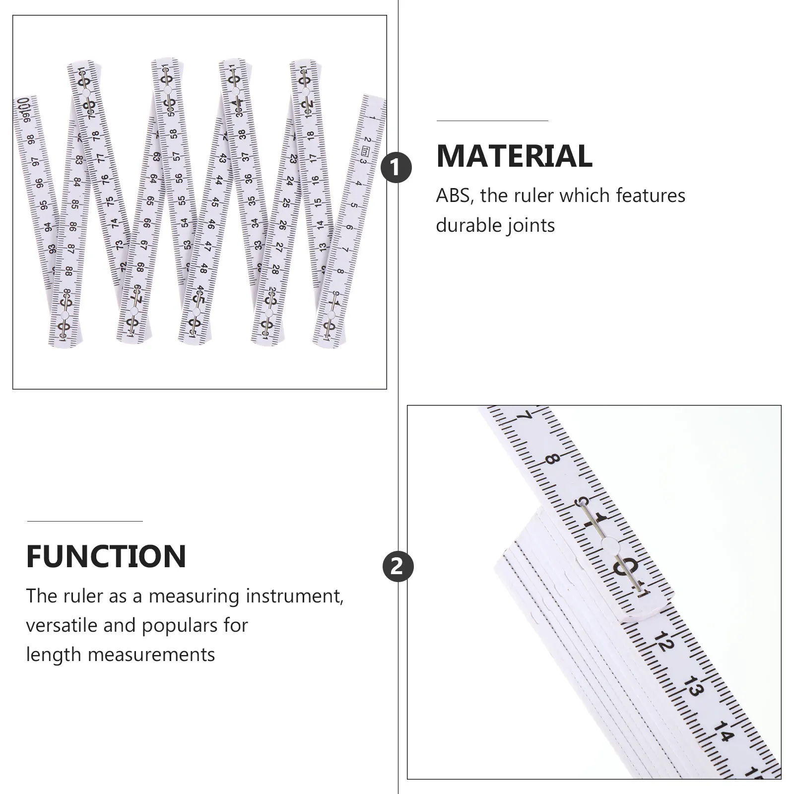 5 pcs Folding Carpenters Ruler Lightweight Slide Fold Up Measuring Tool Flexible Water Resistant Metric Scale