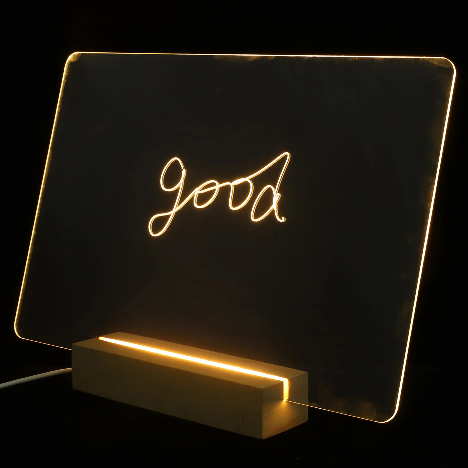 

1 set Acrylic Note Board Erasable Memo Message Lamp Large Size Warm Light Office Desktop Led Glow Boards Writing Pad