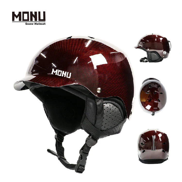 Hot MONU Sports Top Quality CE Approved ASTM F2040/EN1077 Ski Snowboard Snow Helmet Ski helmet Carbon Fiber Helmet for Men Women