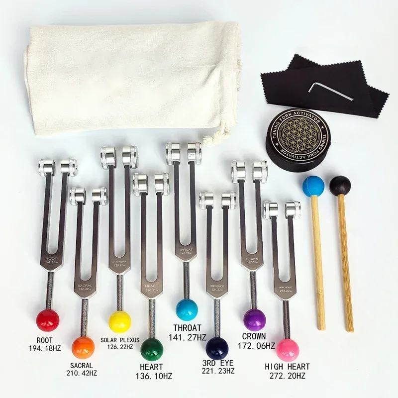 Colorful Aluminum Tuning Forks Set Healing Diapason Therapy Yoga Tuning Fork Chakras Relaxation Musical Instrument Percussion