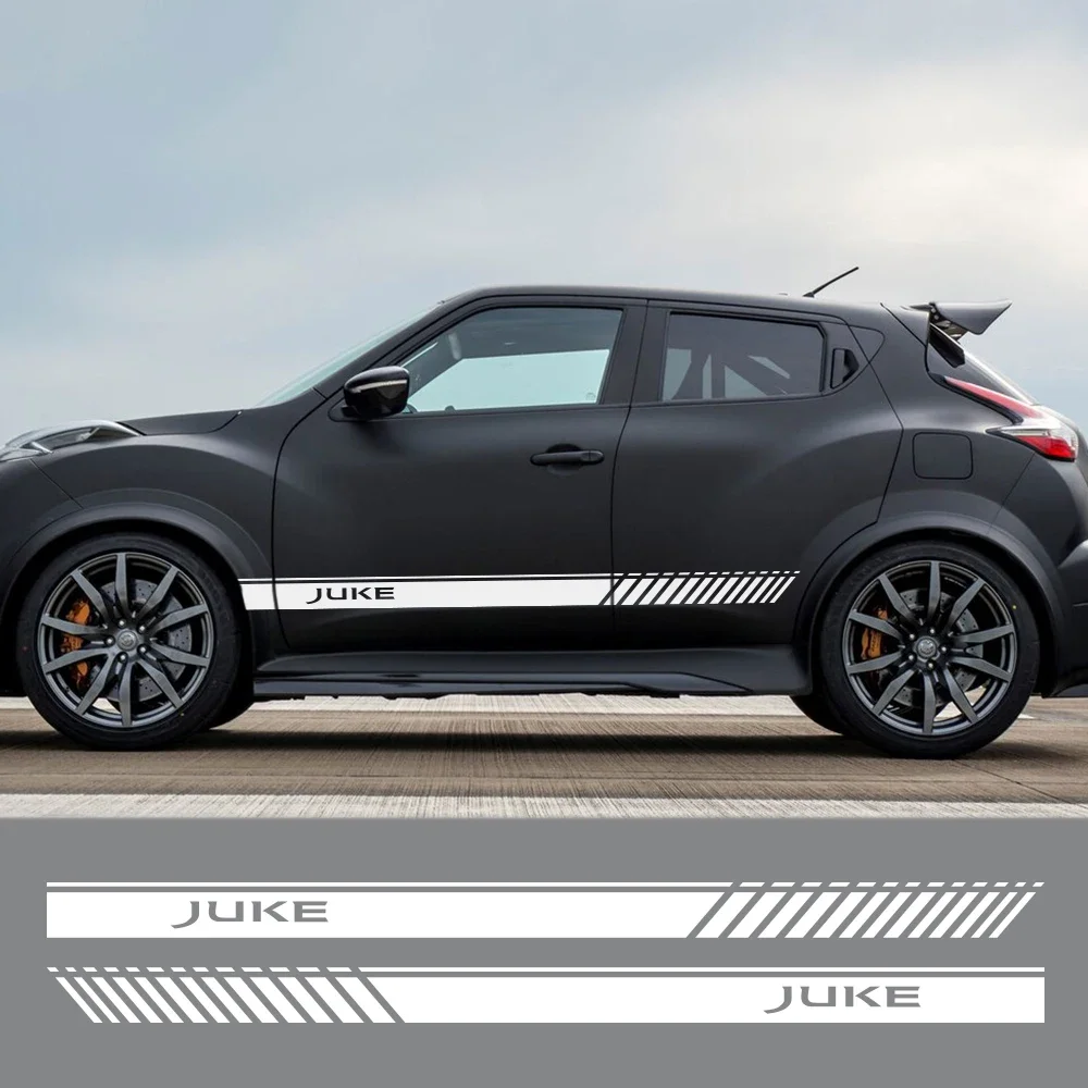 

2PCS Car Door Side Skirt Stickers Decals For Nissan Juke Auto Both Side Decor Graphics Vinyl Racing Stripes Tuning Accessories