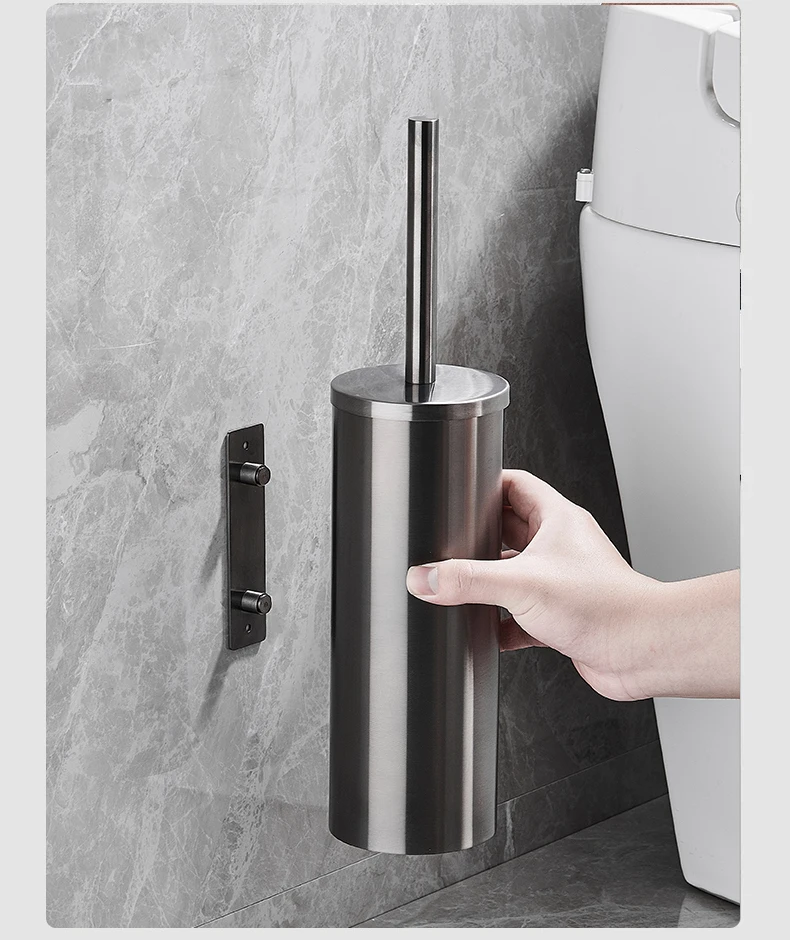Toilet Brush High Quality Wall Mounted 304 Stainless Steel Cleaning Tools No Drill Bathroom Accessories WB8713