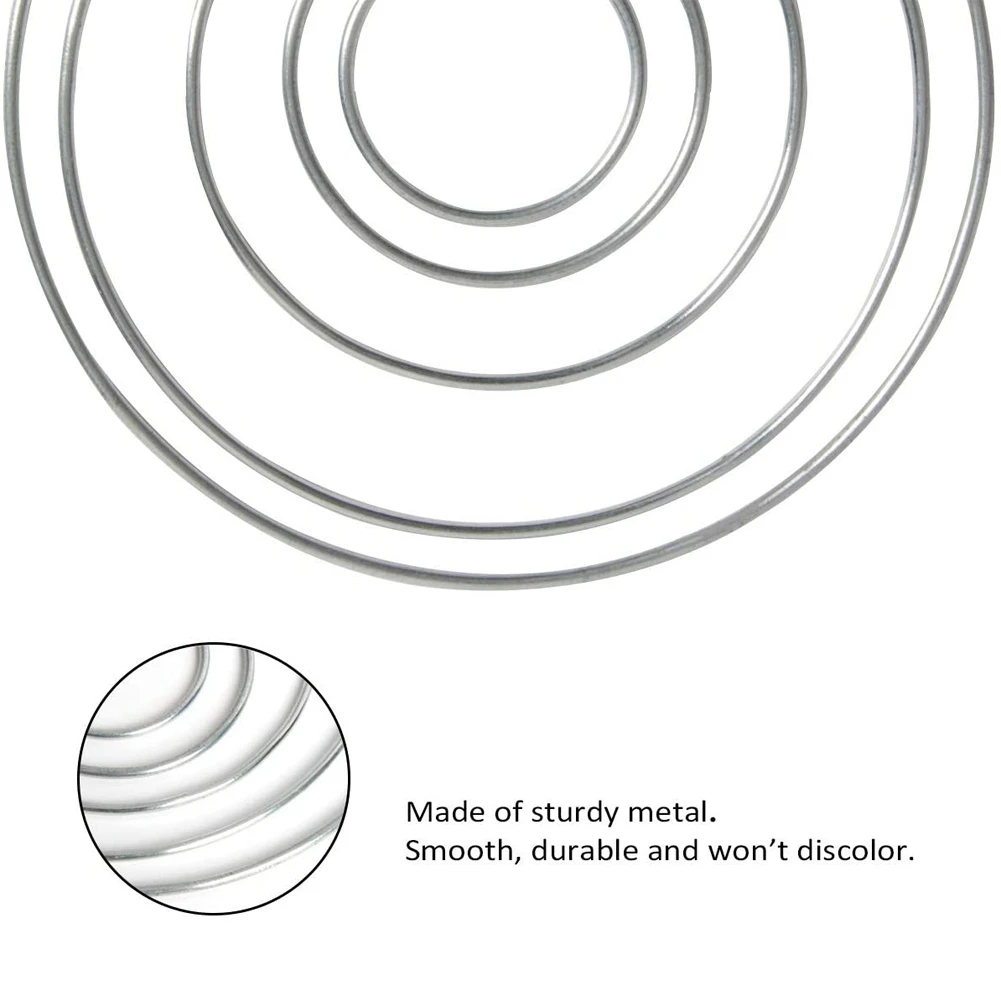 20 pezzi anelli acchiappasogni in metallo cerchi anelli in acciaio artigianale argento per artigianato, macramè e altri progetti fai da te in 5 dimensioni