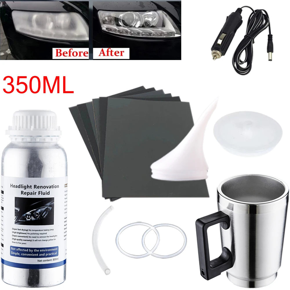 Car Headlight Polishing Kit 800ML Headlights Restoration Liquid Polymer Car Headlamp Renovation Repair Clean Kit Automobile Tool